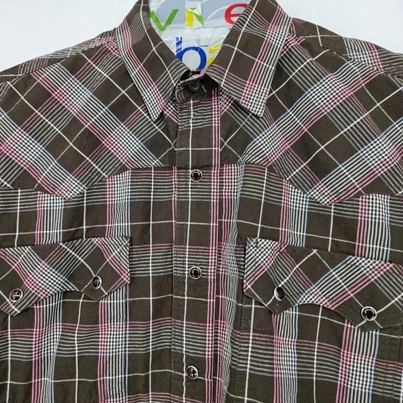 Roper Shirt Mens Medium Pearl Snap Western Plaid Long Sleeve‎ Rodeo - Picture 2 of 10